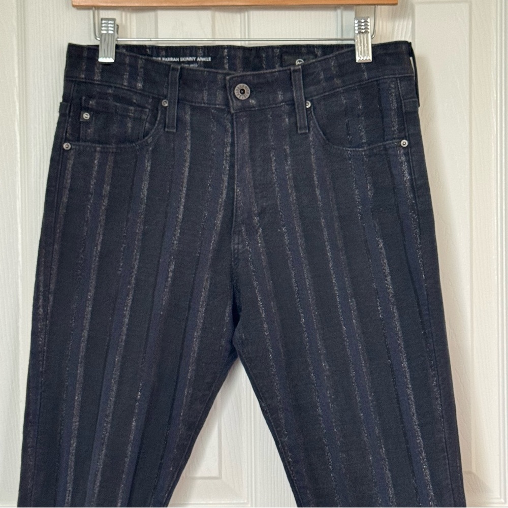 AG Adriano Goldschmied Farrah Skinny Ankle Jeans Black Metallic Stripe Size 29R - Picture 3 of 14